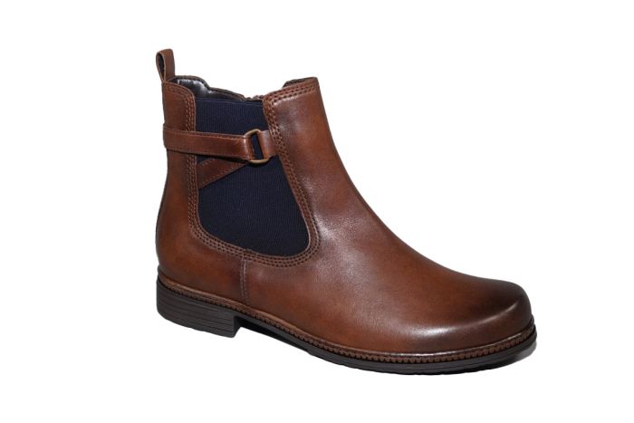 Gabor enkelaars in cognac leer met elastiek