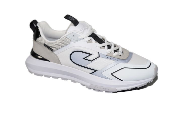 Cruyff sneaker in wit stof combi dikke zool