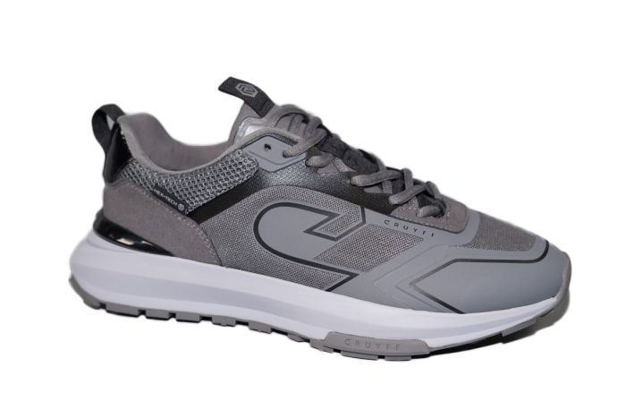 Cruyff sneaker in grijs stof combi dikke zool