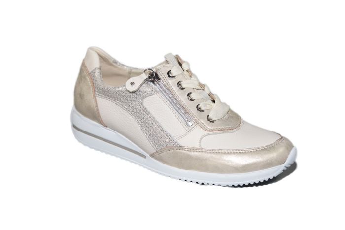 Waldlaufer veterschoen in beige metalic sleehakje