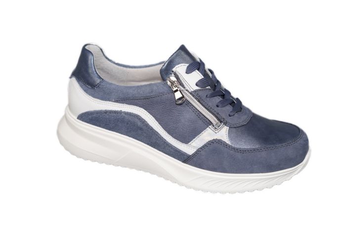 Waldlaufer veterschoen in blauw op K leest