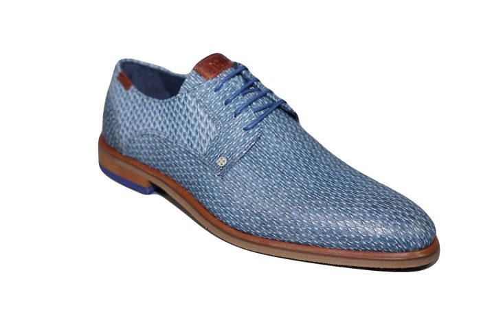 Berkelmans veterschoen in blauw print Gekleed