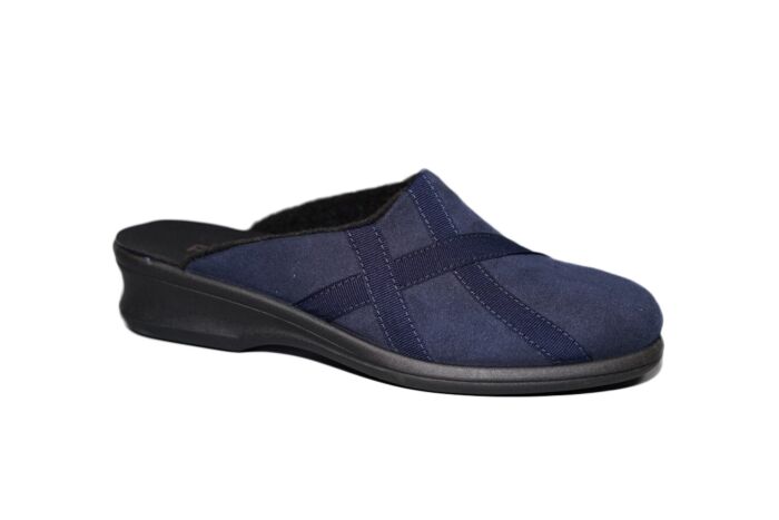 Rohde Pantoffels in blauw microvelour F leest