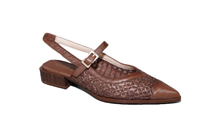 Hispanitas Slingback bruin vlecht werk fijn bandje