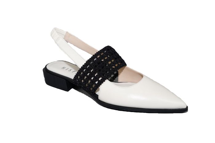 Hispanitas Slingback wit met zwart over de wreef