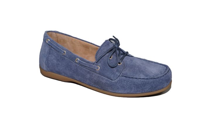 Gabor loafer in blauw suede platte zool
