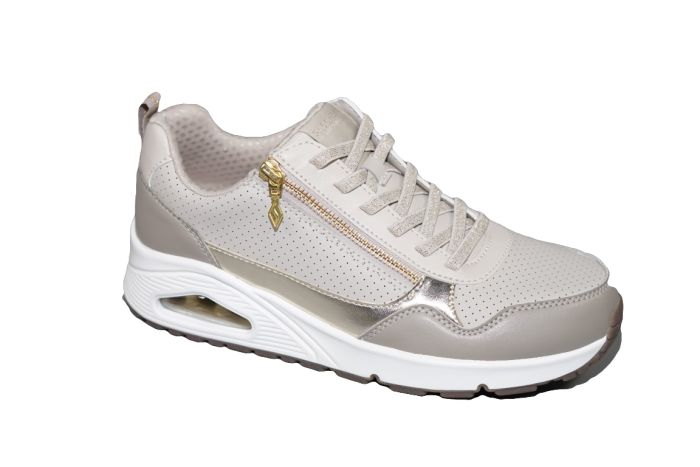 Skechers sneaker in taupe grijs met rits UNO