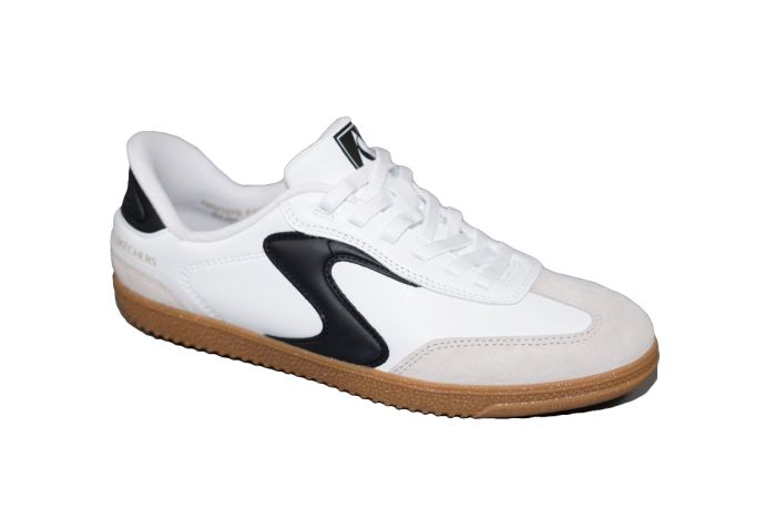 Skechers sneaker in wit zwart combi platte zool