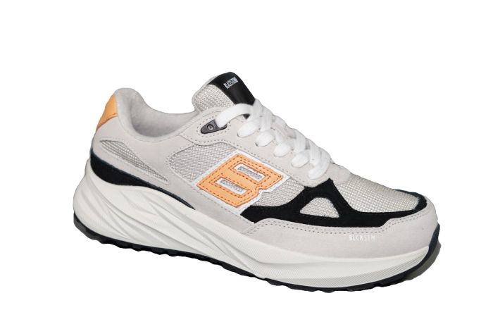 Blackstone Sneaker in licht grijs oranje logo