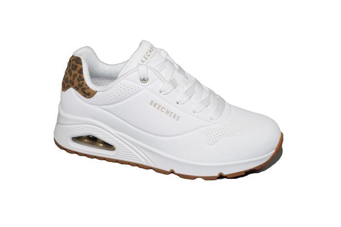 Skechers sneaker in wit met luipaard hiel UNO
