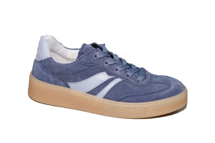 Gabor sneaker in blauw suede gummy zool hoger