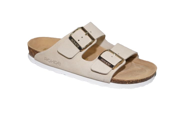Rohde slipper in Ivory suede 2 gespen