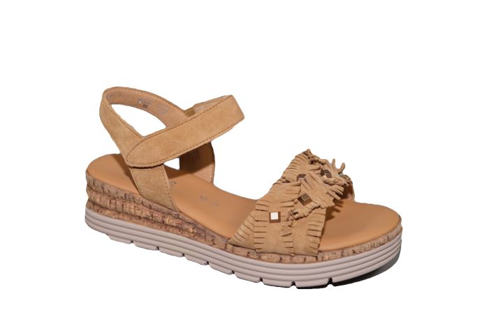 Gabor sandaal in sattel suede sleehakje vlecht