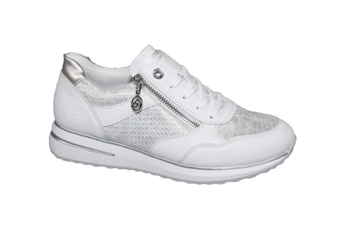 Remonte Sneaker in wit leer combi met ritsje