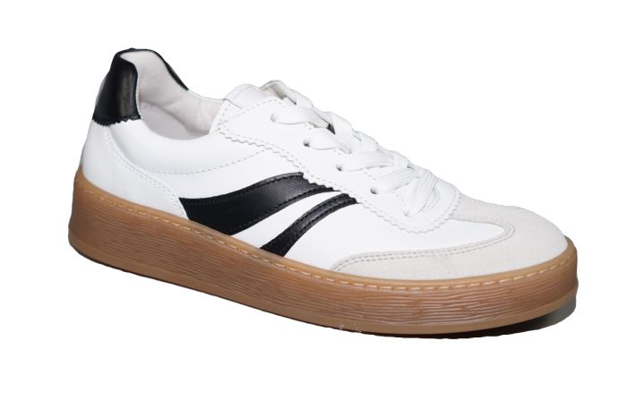 Gabor sneaker in wit zwart combi hogere gummy zool