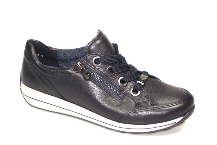 Ara veterschoen in blauw leer met rits