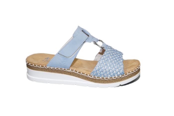 Rieker slipper in blauw met klitteband