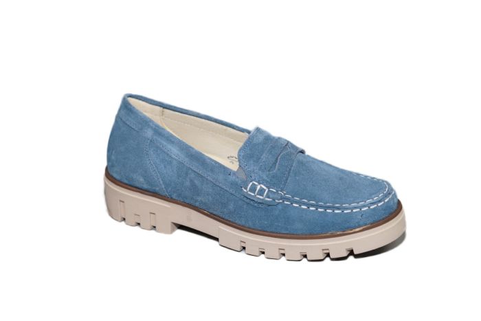 Waldlaufer moccasin in licht blauw suede H leest