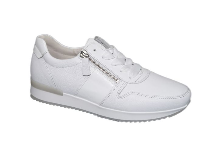 Gabor sneaker in wit leer met lak randje