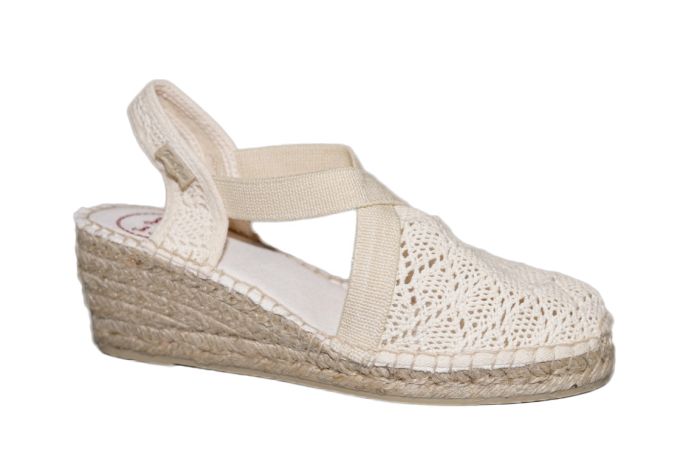 Toni Pons Espadrilles in Ecru kant op sleehak