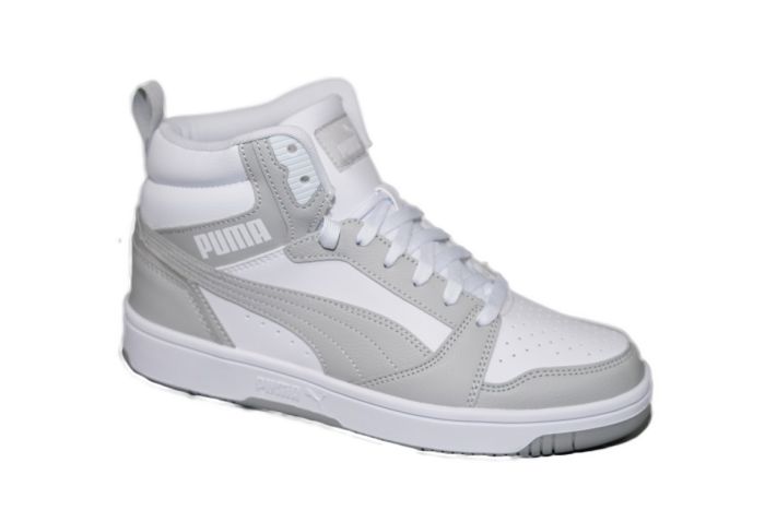 Puma Higtop sneaker in wit grijs combi Rebound V6