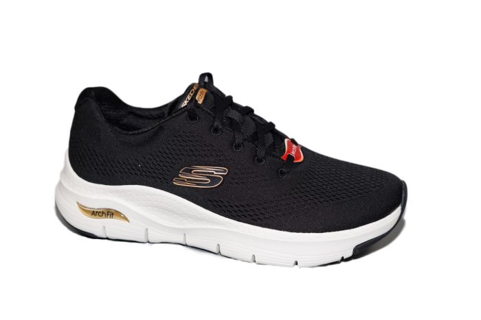 Skechers sneaker in zwart stof met koper