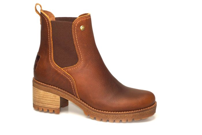 Panama Jack enkelboot op hak in cognac