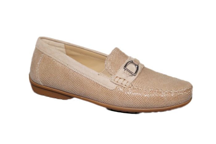 Sioux moccasin in taupe nubuck met streepjes