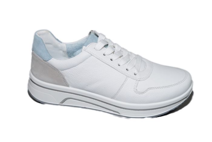Ara sneaker in wit leer met Aqua accent