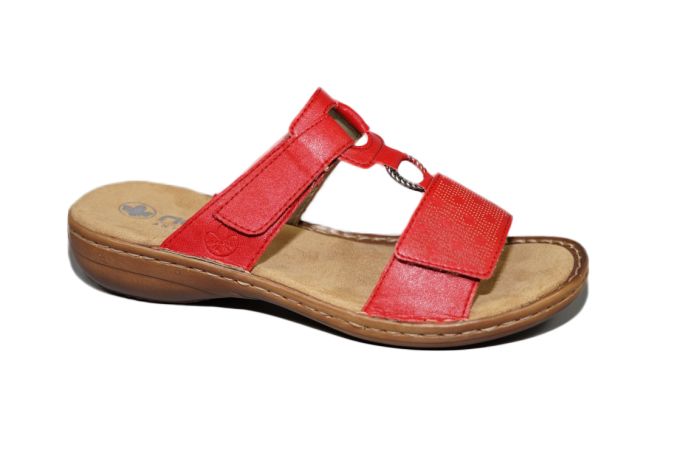 Rieker slipper in rood met klitteband