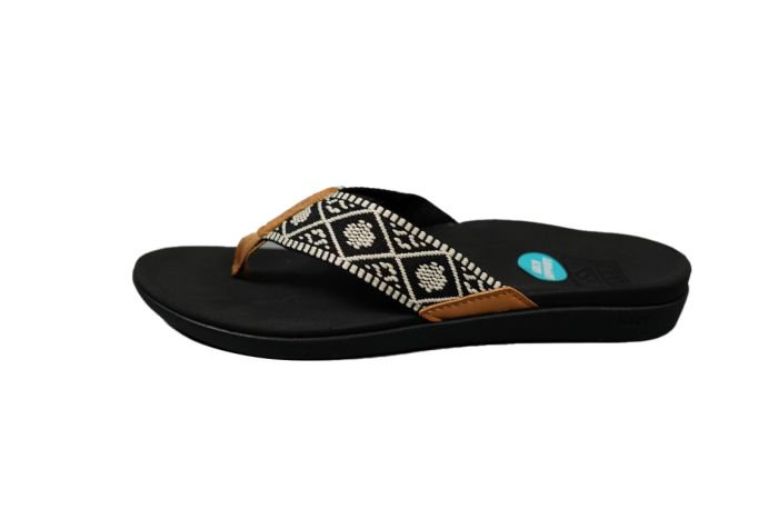 Reef teenslipper in zwart print stevig brede band