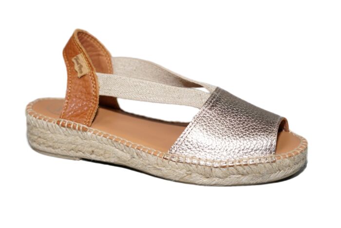 Toni Pons Espadrilles in goud leer met cognac hiel