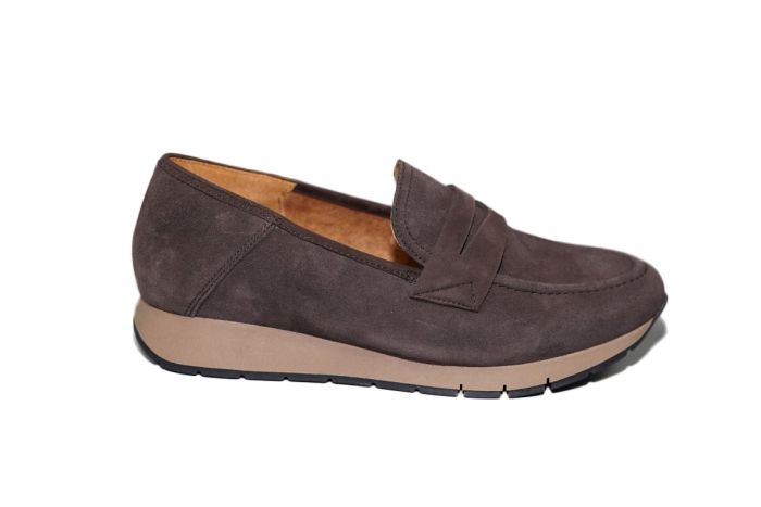 Gabor moccasin in bruin suede sportief zool