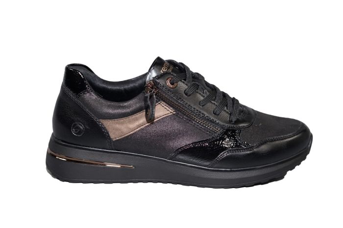 Remonte sneaker in zwart met brons plat