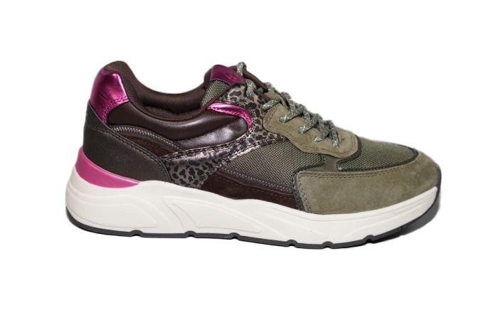 Tamaris sneaker in groen met rose combi