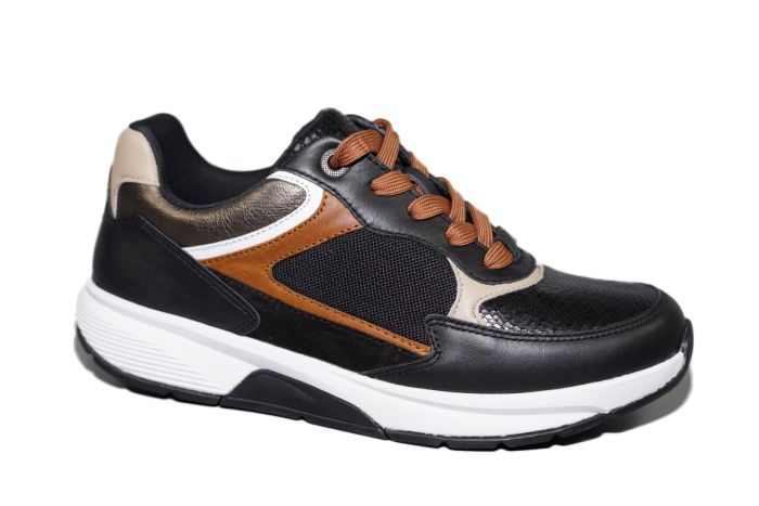 Gabor Rollingsoft Sneaker in zwart met cognac leer