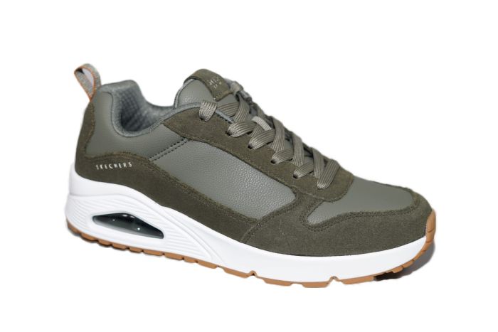 Skechers veterschoen in groen combi materiaal