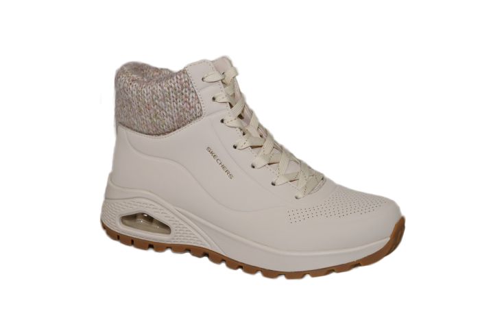 Skechers veterboot in wit met stof rand UNO