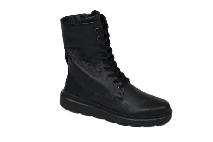 Ecco veterboot in zwart leer stoere zool