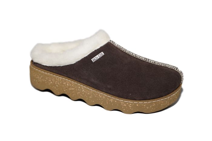 Rohde Slipper in bruin suede wollen voering