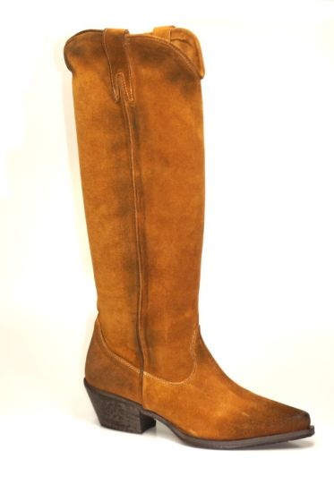 Metisse Western knielaars in cognac suede