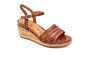 Tamaris sandaal op sleehak bruin multi