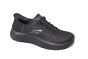 Skechers instapper in zwart met elastiek slip in