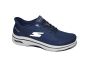 Skechers instapper in blauw stof