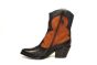 Mjus Western laars in zwart met cognac combi