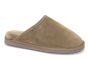 Warmbat slipper in taupe suede met lamsvacht