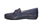 Sioux moccasin in blauw print leer plat zool