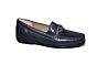Sioux moccasin in blauw leer plat zool