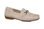 Sioux moccasin in beige suede met zilver passant